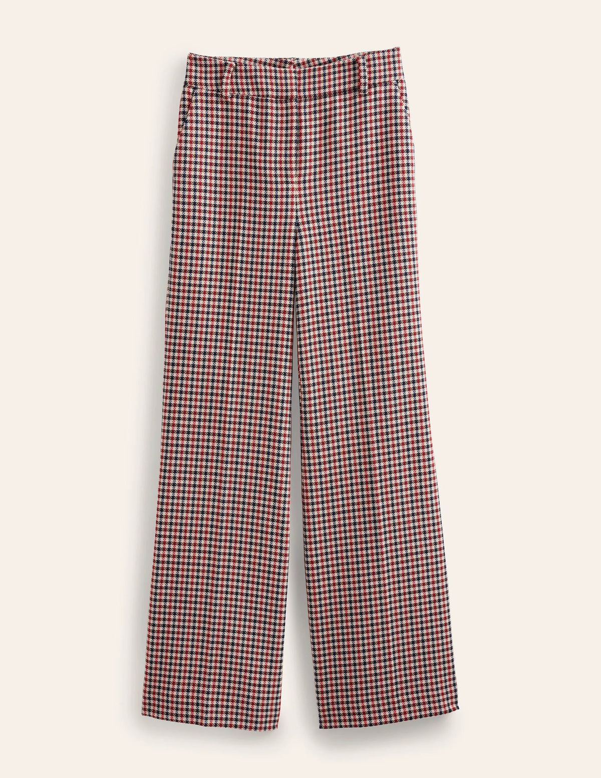 Wide Leg Flared Check Pants-Check