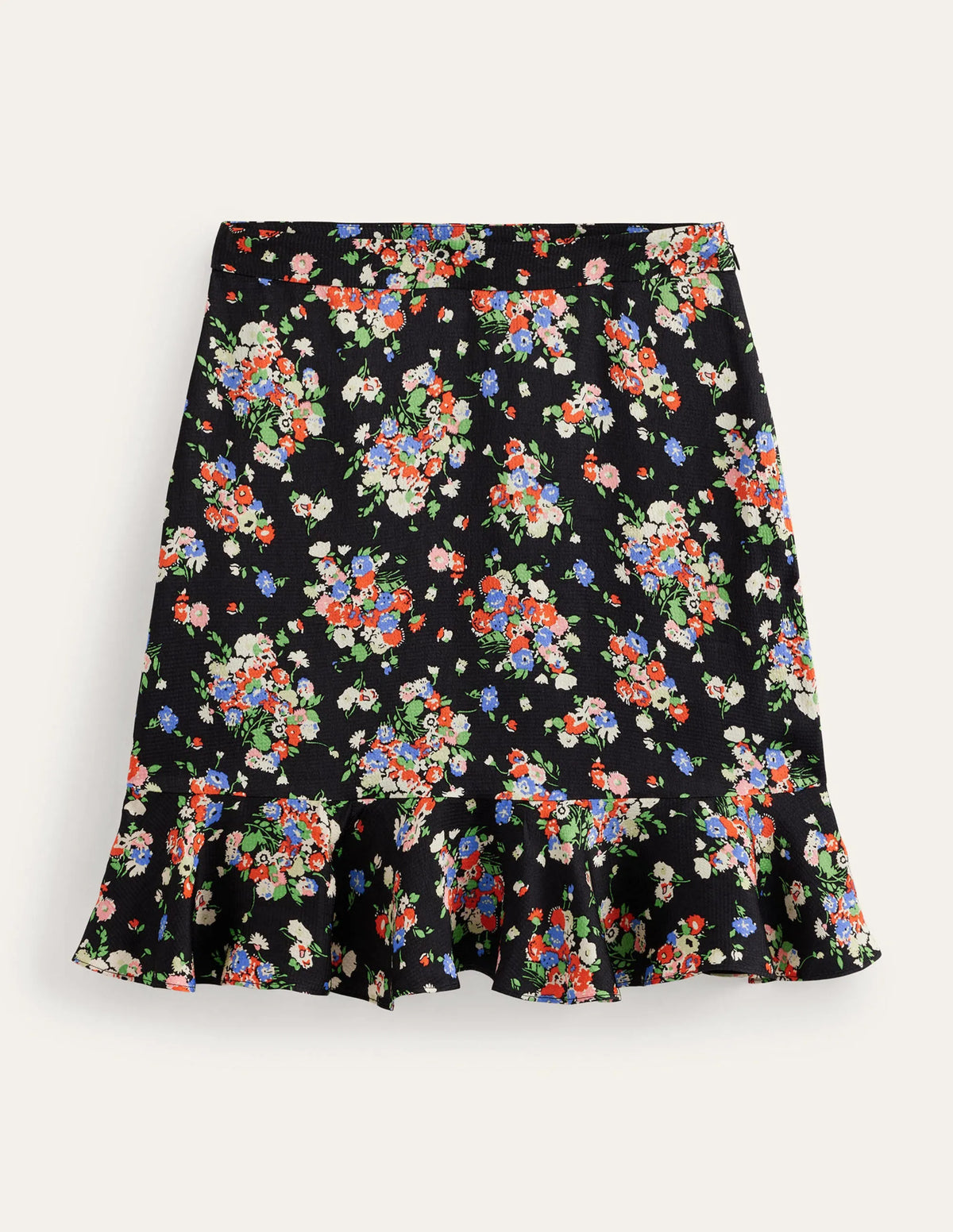 Satin Ruffle Mini Skirt-Black Wild Cluster