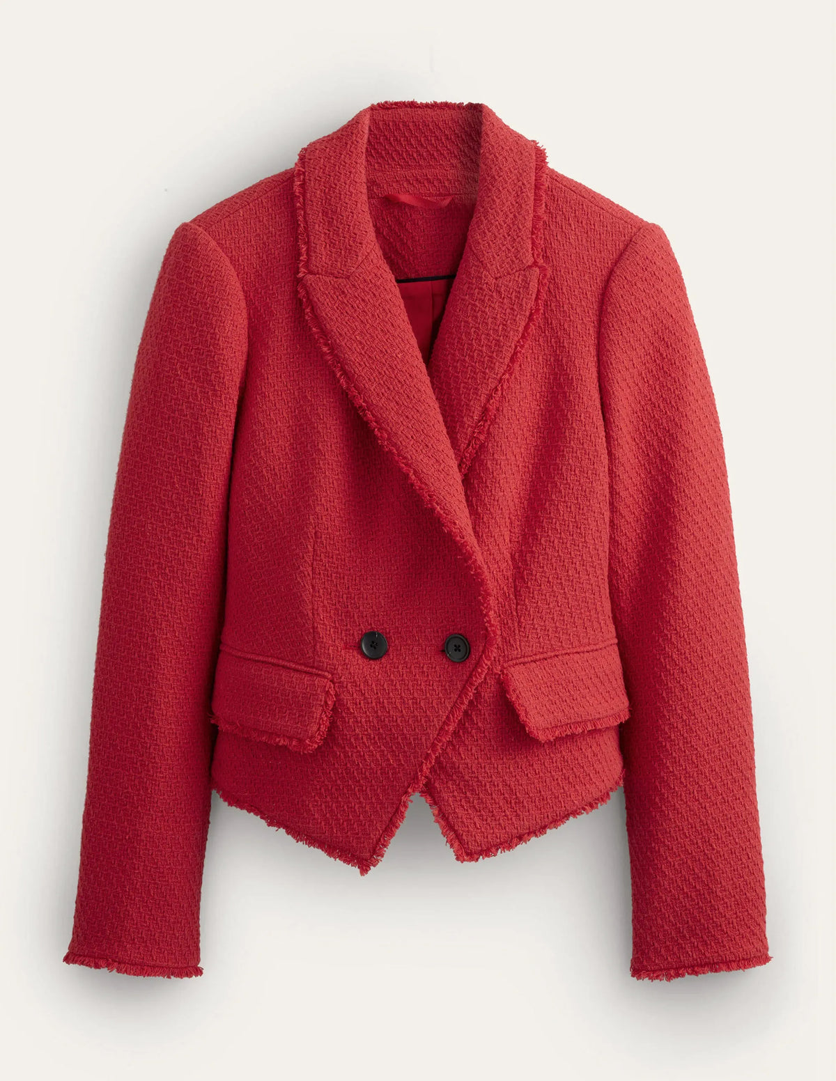 The York Cropped Cotton Blazer-Strawberry Tart