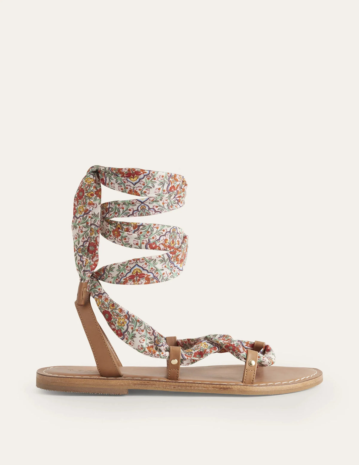 Scarf Wrap Sandals-Multi, Vine Terrace/ Tan