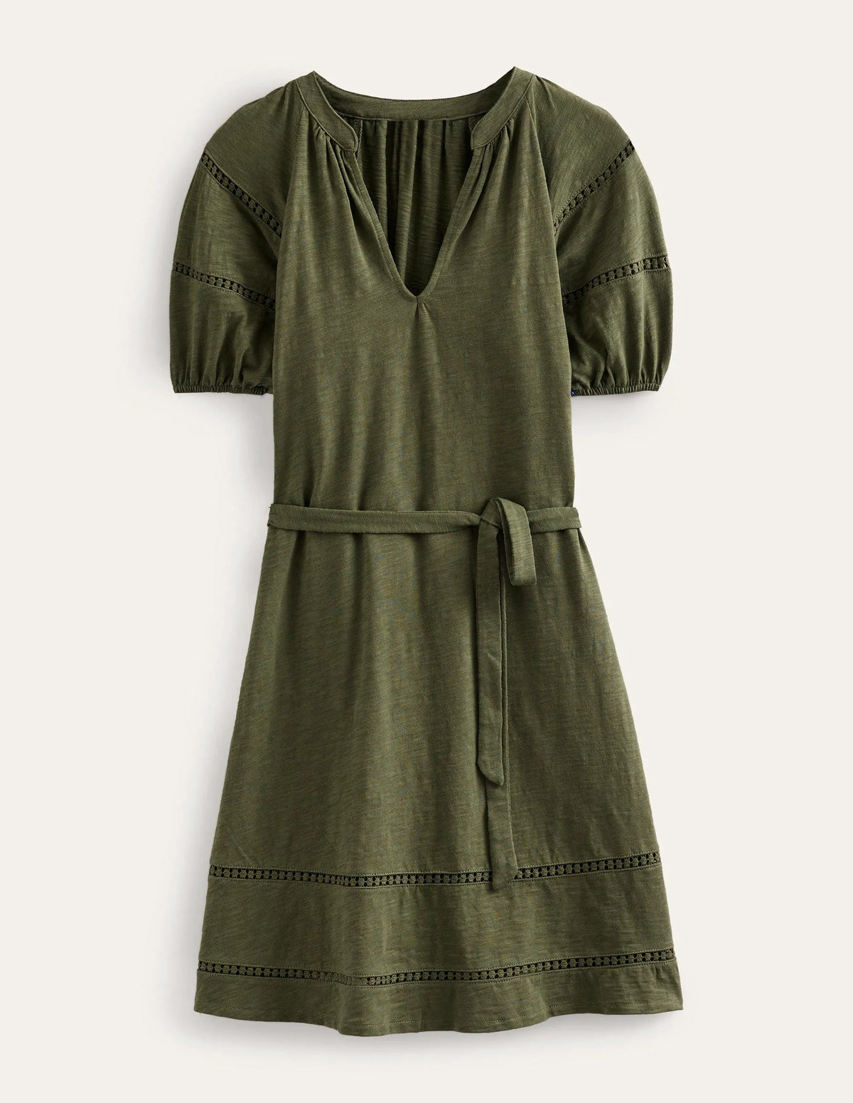Trim Detail Jersey Dress-Spruce