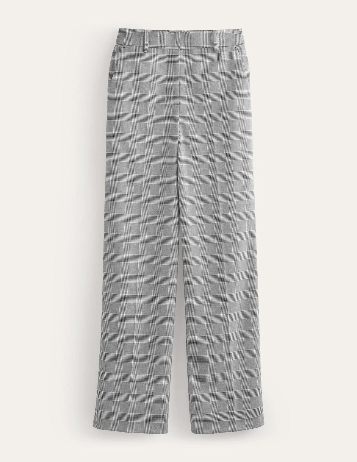 Wesbourne Wide Leg Pants-Check with Navy Side Stripe