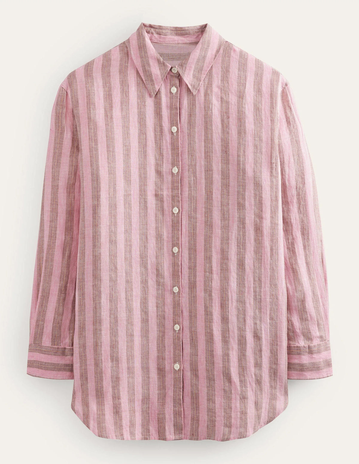Relaxed Linen Shirt-Formica Pink, Sparkle Stripe