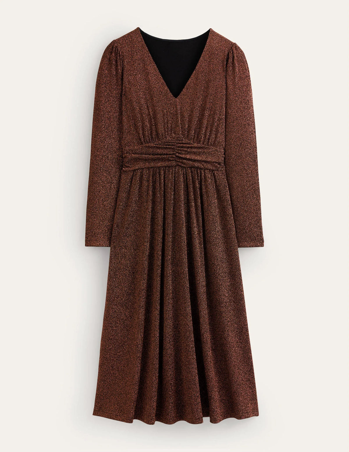 Ruched Waist Sparkle Dress-Copper