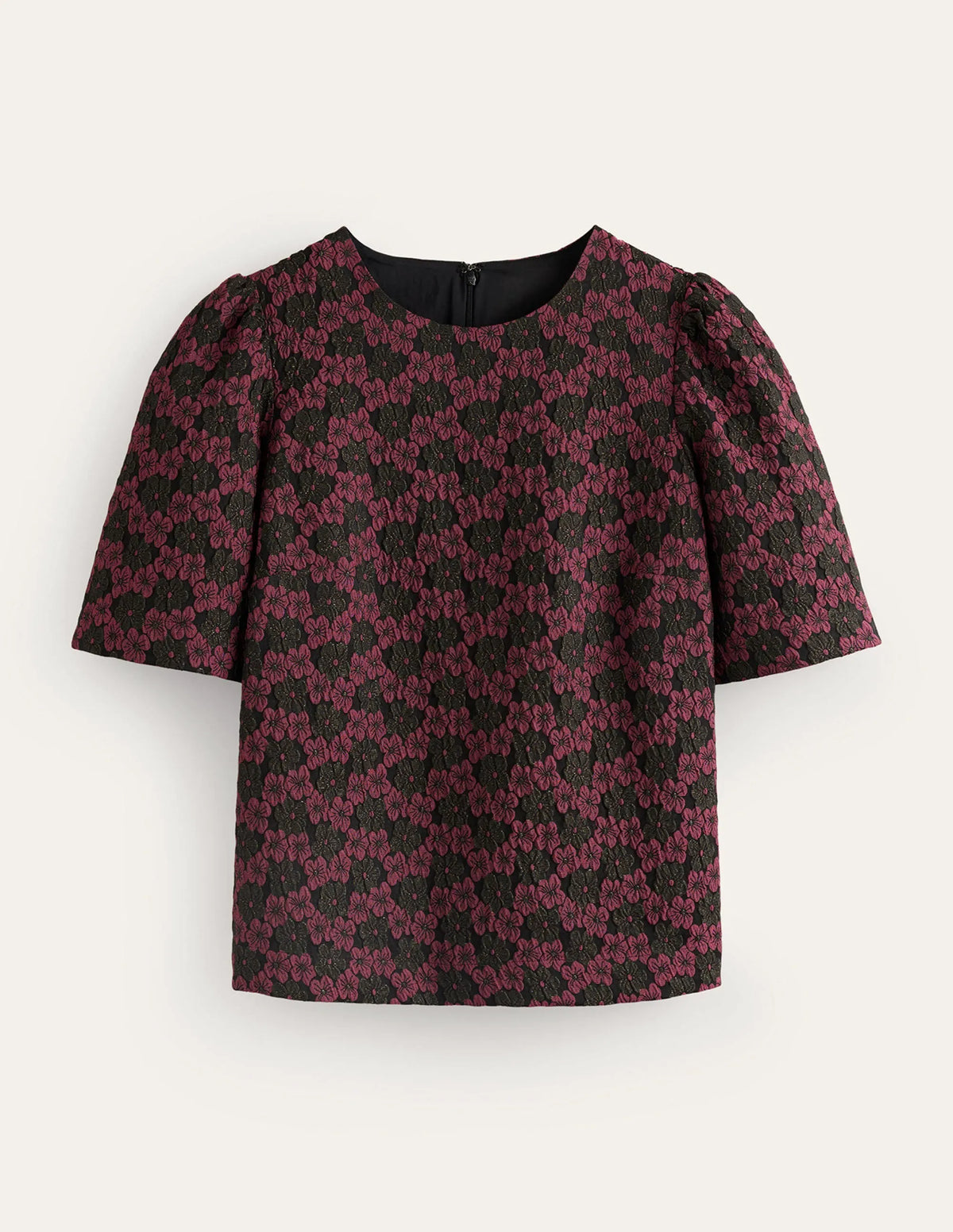 Jacquard Short Sleeve Top-Jacquard Floral