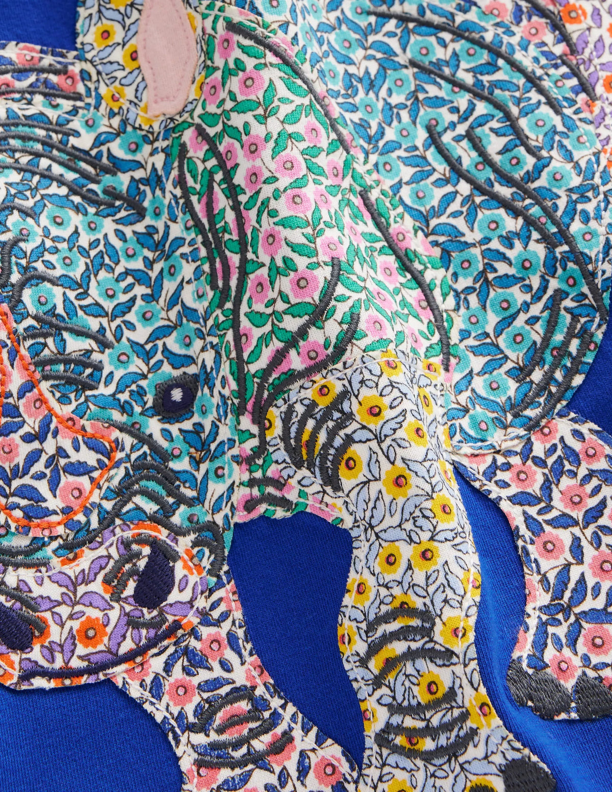 Appliqué Rhino T-shirt-Peacock Plume Blue