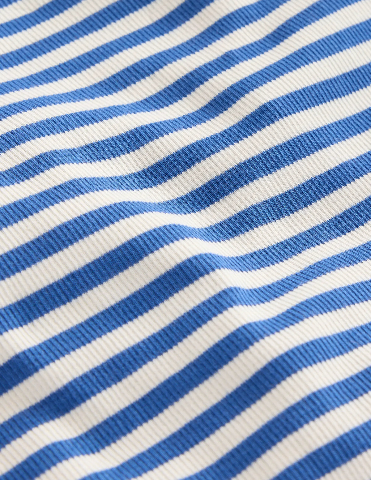 Ribbed Long Sleeve T-shirt-Bluejay/ Ivory
