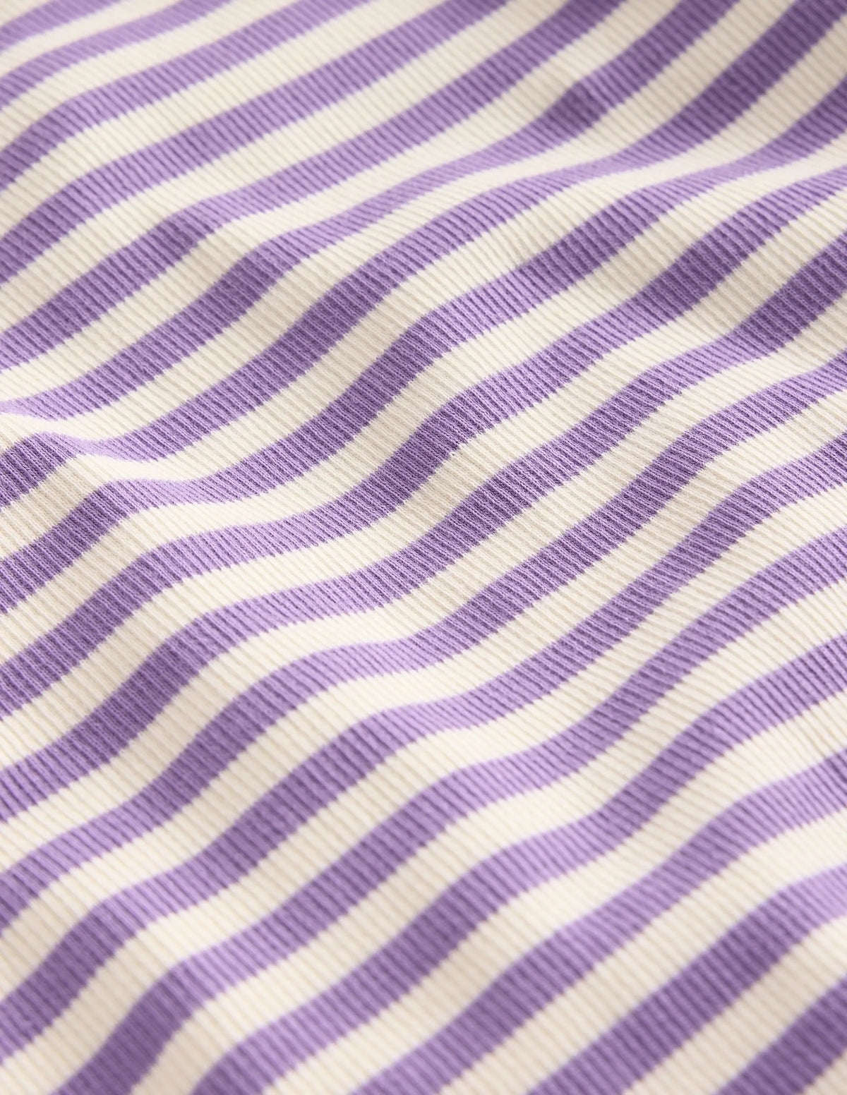 Ribbed Long Sleeve T-shirt-Aster Purple/ Ivory