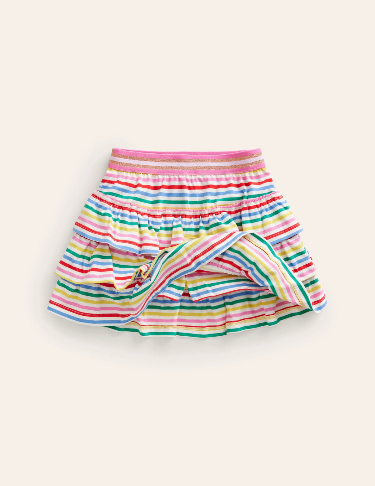 Jersey Ruffle Skort-Multi Stripe