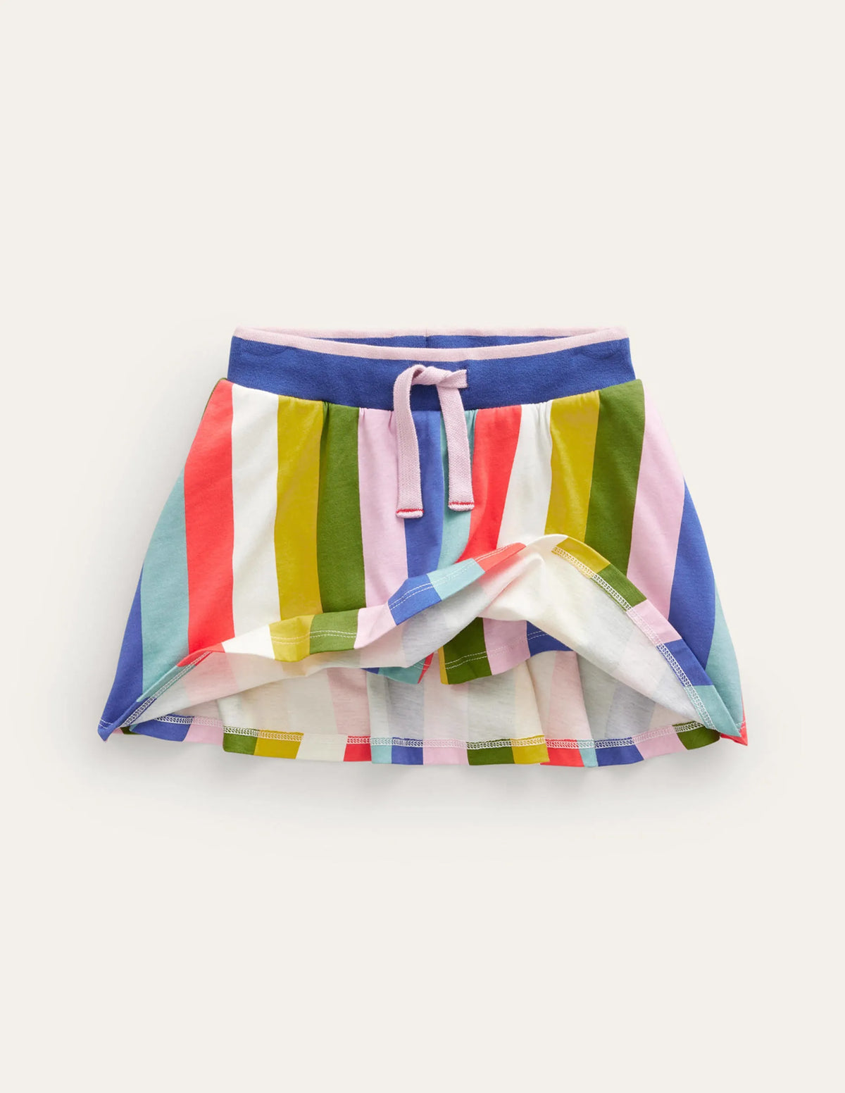 Printed Jersey Skort-Multi Rainbow Stripe
