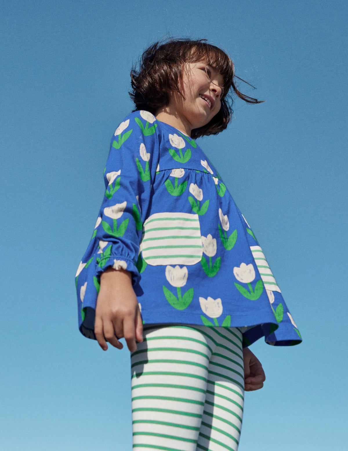 Hotchpotch Printed Tunic-Blue Heron Tulips
