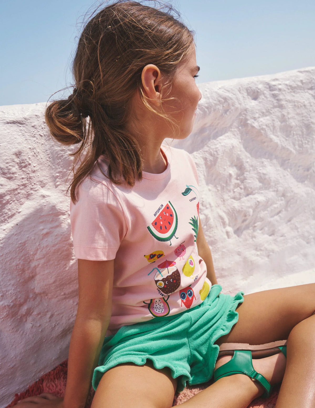 Printed Graphic T-Shirt-Provence Dusty Pink Fruit