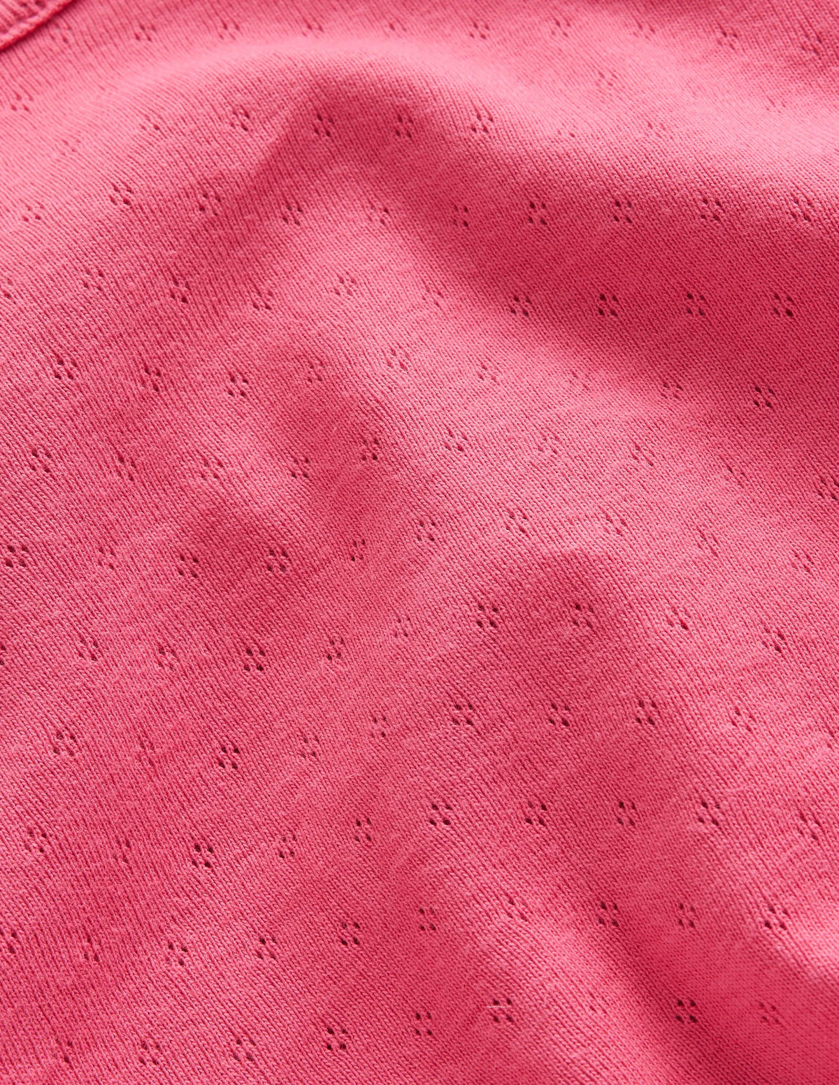 Short-sleeved Pointelle Top-Rose Pink