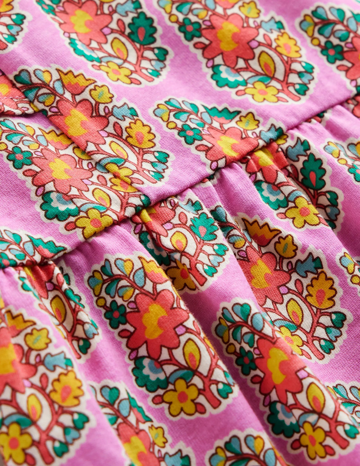 Tiered Flutter Jersey Dress-Peony Pink Paisley