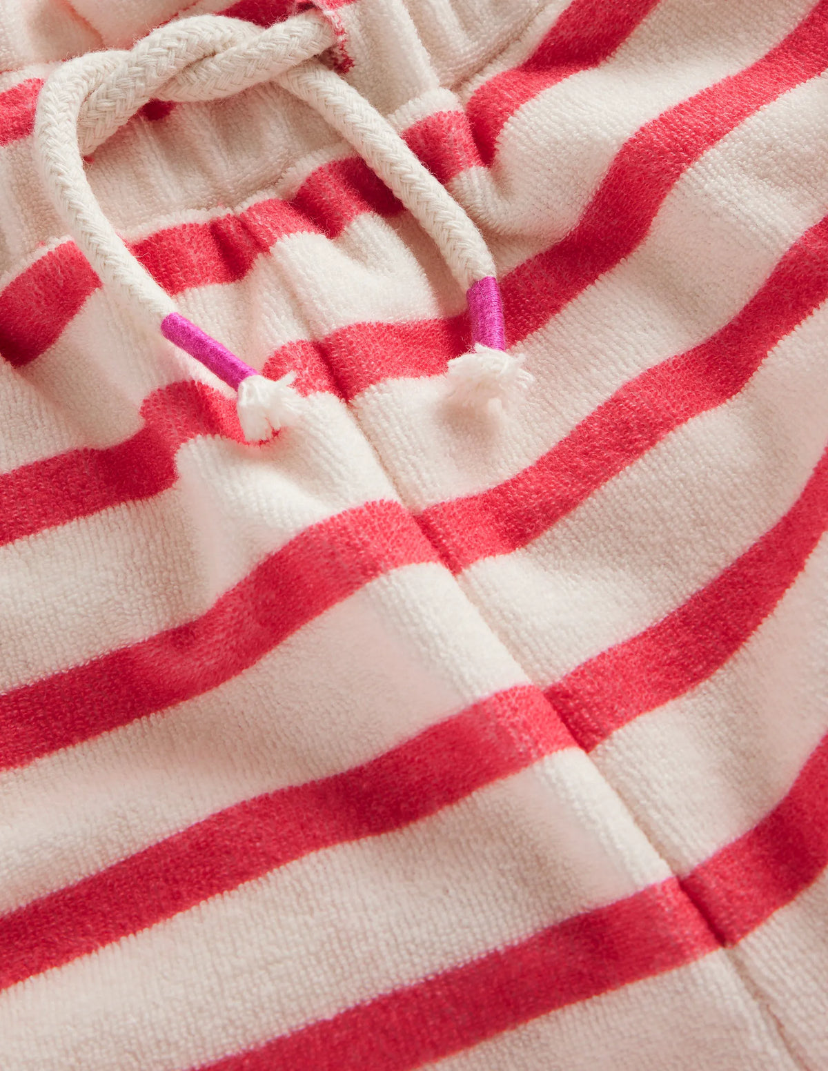 Towelling Pants-Jam Red/ Ivory Stripe