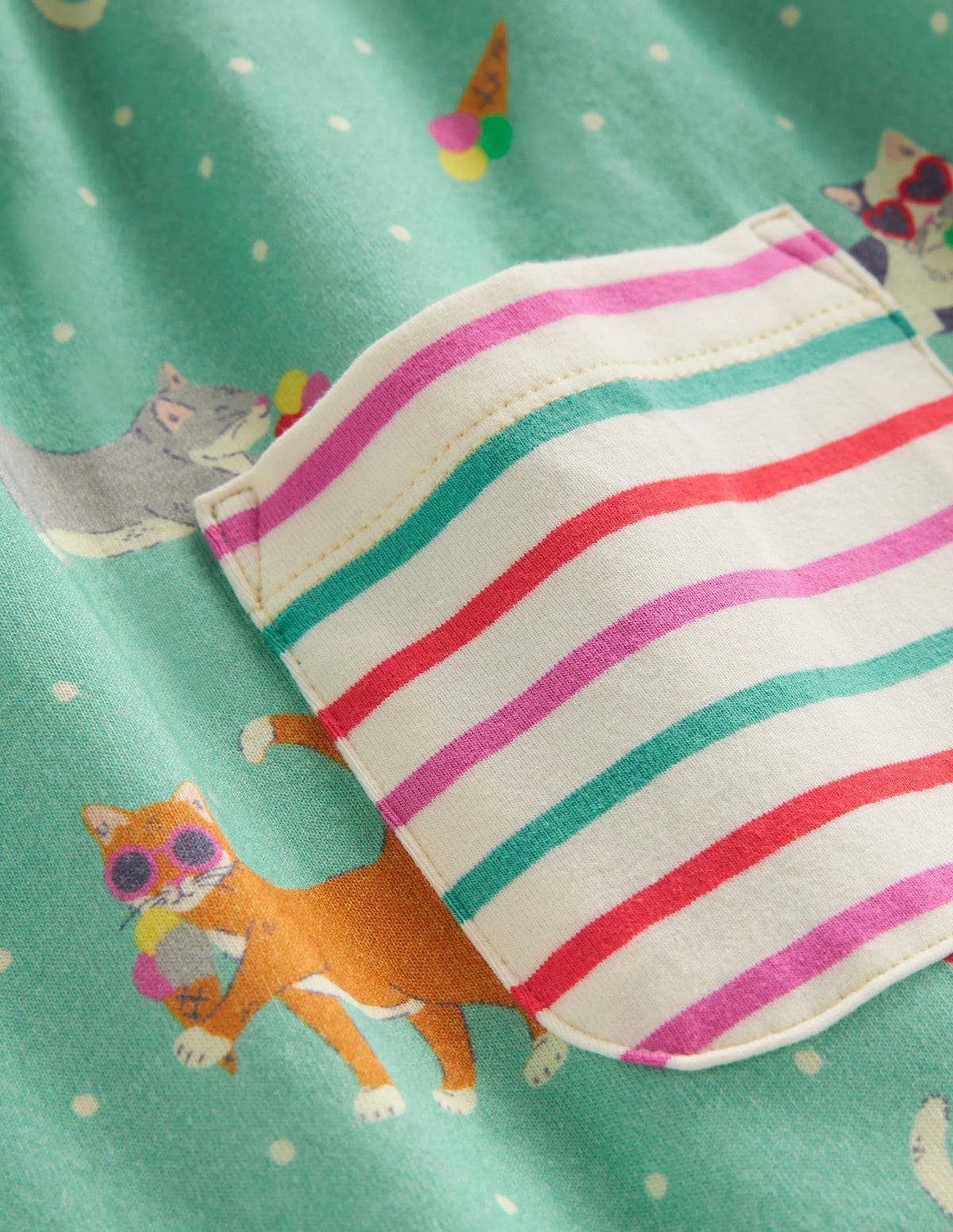 Short Sleeve Printed Tunic Set-Corsica Blue Holiday Cats