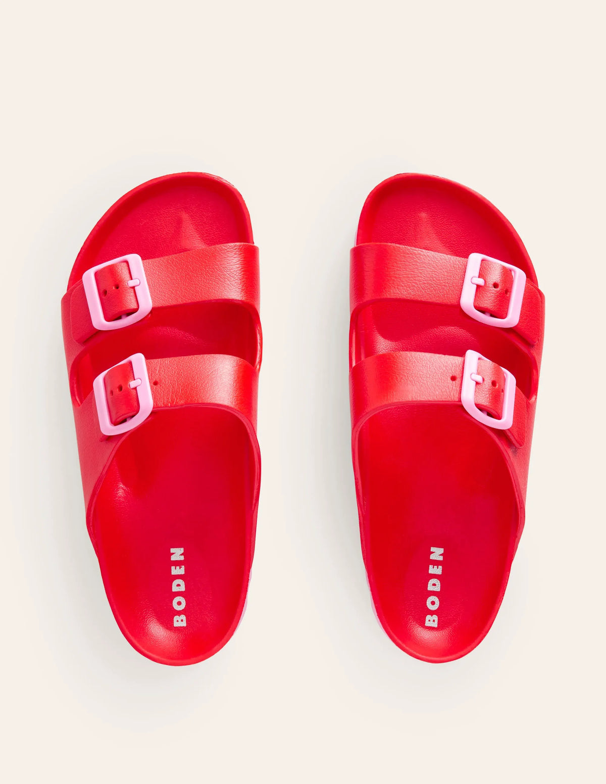 Lyla Double Buckle Sliders-Red