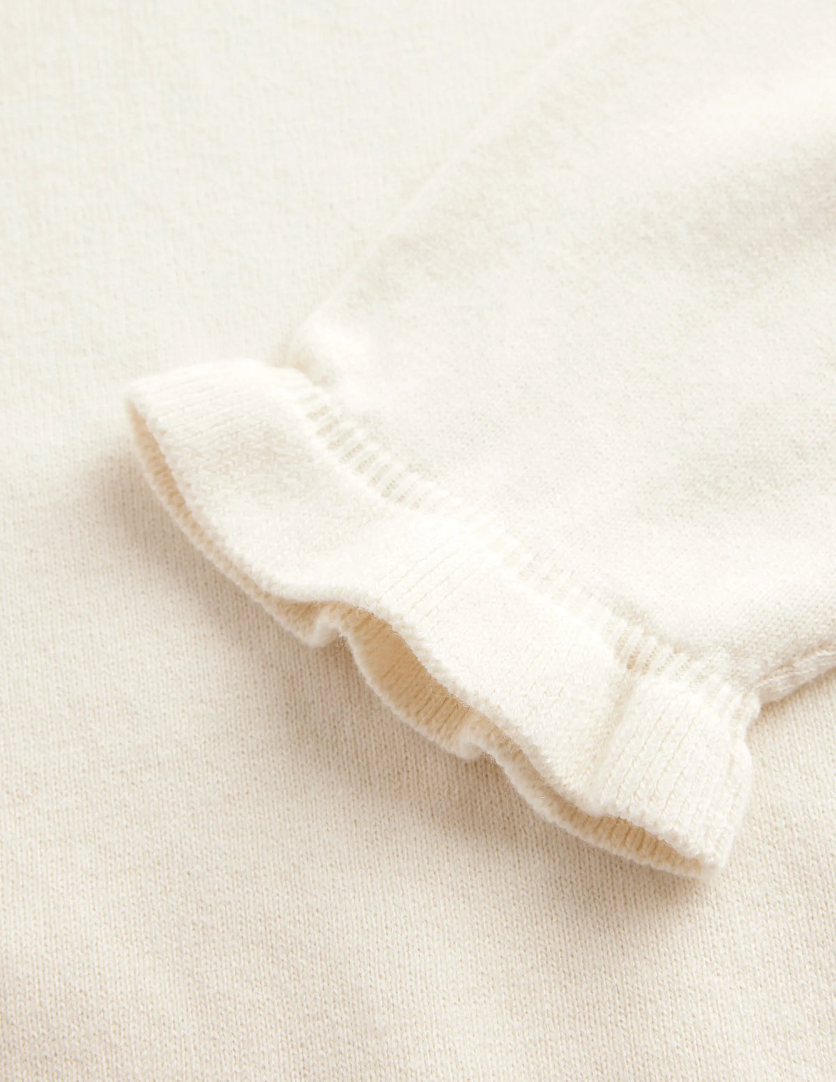 Cotton Merino Frill Sweater-Warm Ivory