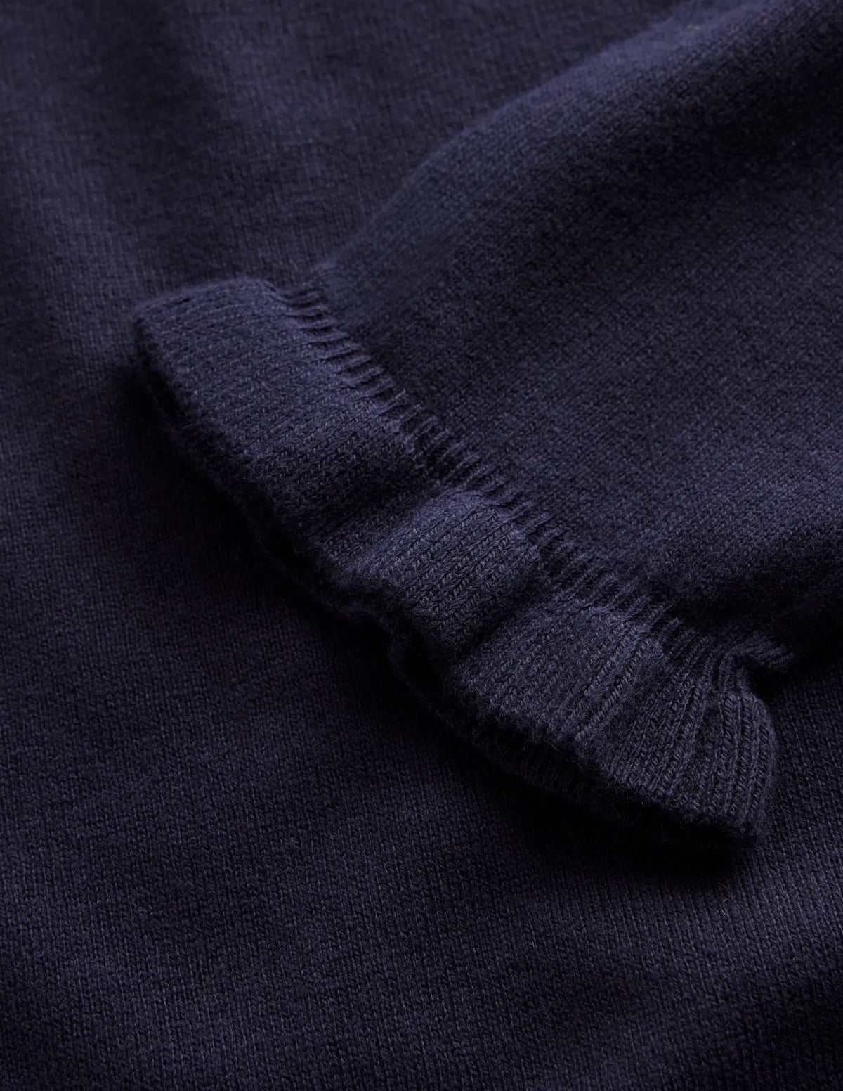 Cotton Merino Frill Sweater-Navy