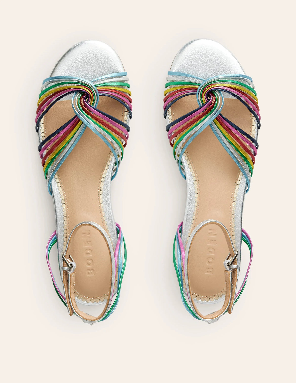 Twist Front Sandals-Multi Metallic Leather