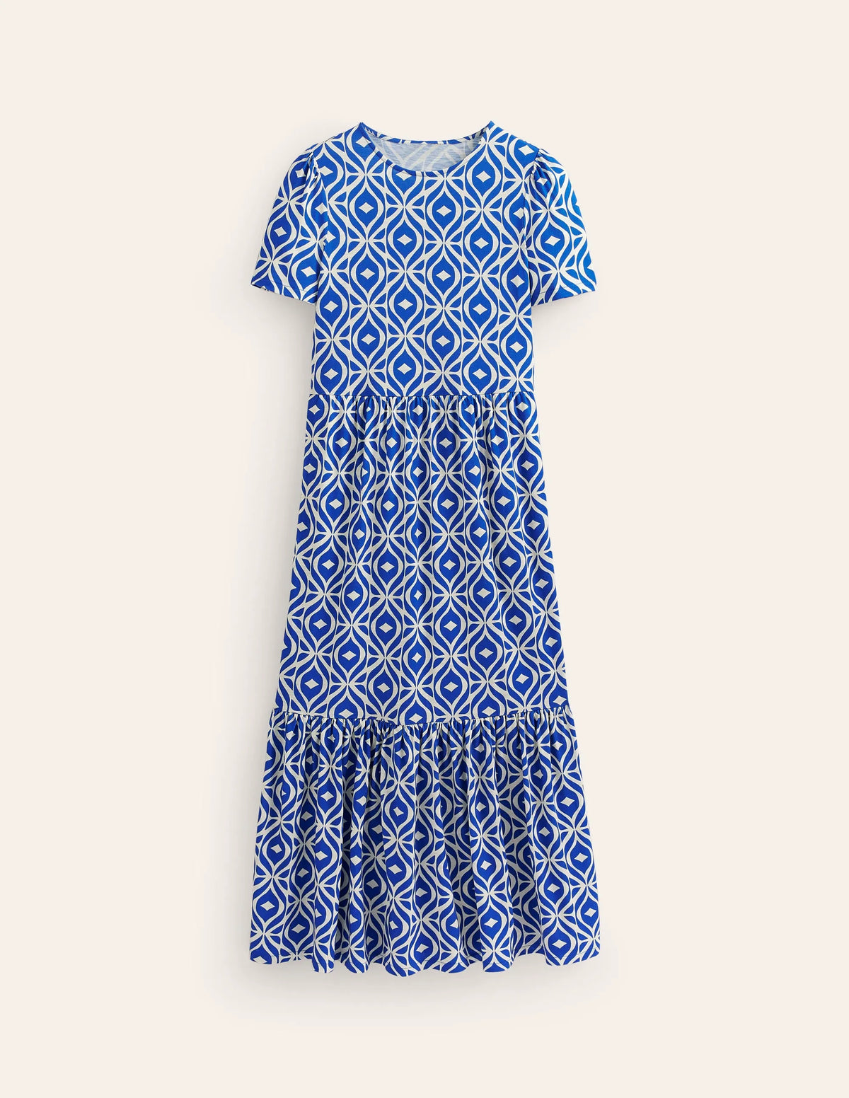 Emma Tiered Jersey Midi Dress-Surf the Web, Diamond Wave