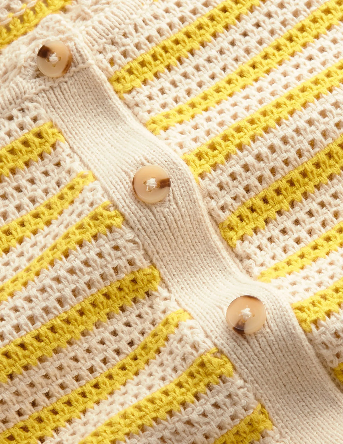 Textured Scallop Cardigan-Ivory/ Mimosa Yellow