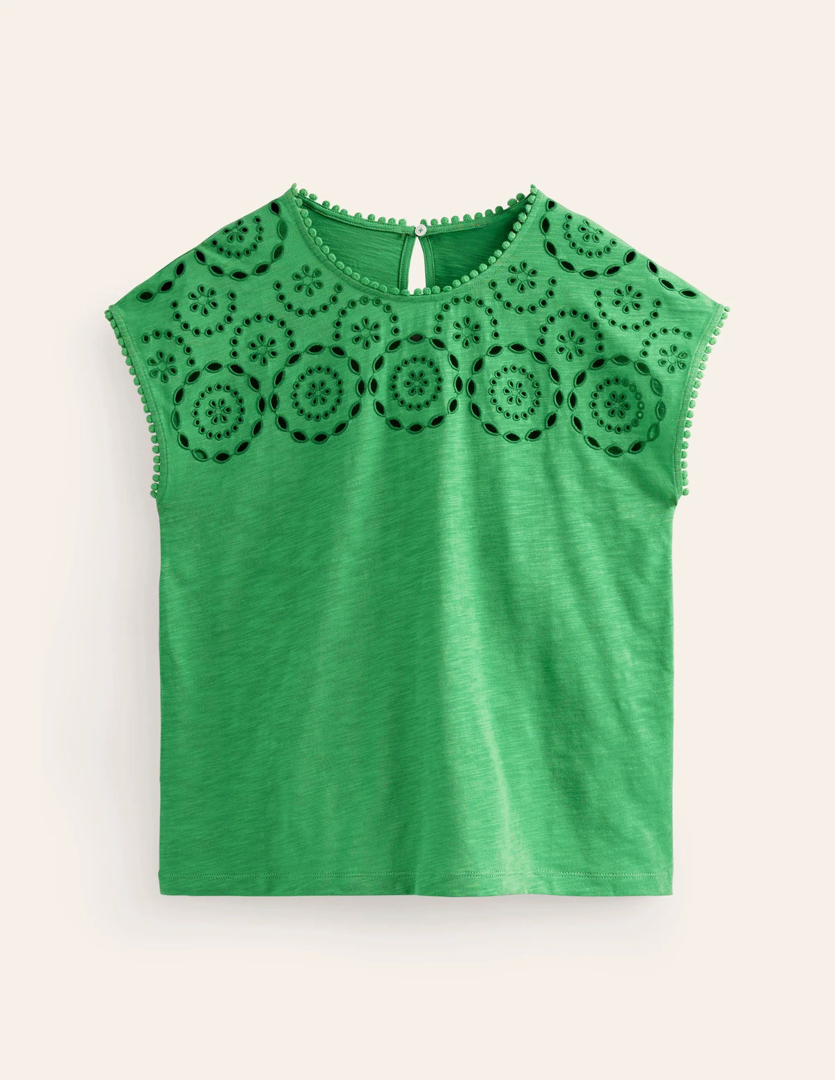 Sasha Broderie T-Shirt-Kelly Green