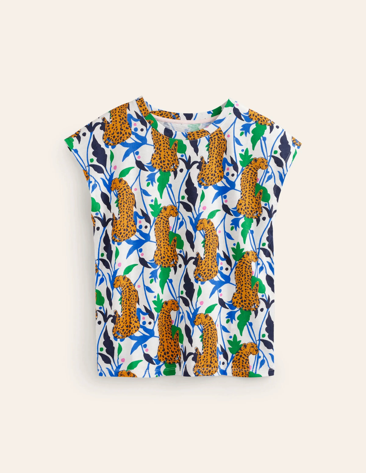 Louisa Printed Slub T-Shirt-Multi, Leopard Vine