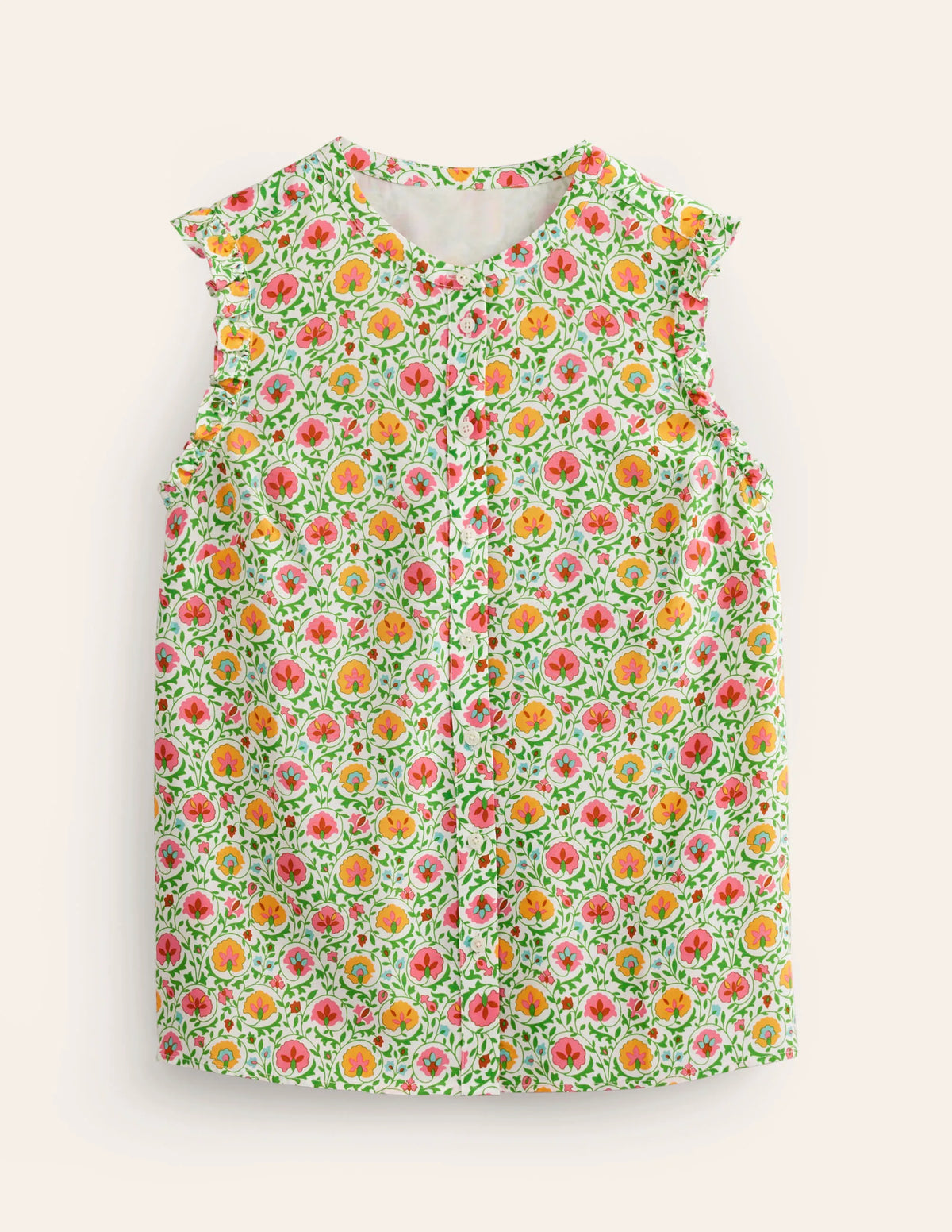 Alicia Button Down Top-Green, Enchanting Bloom