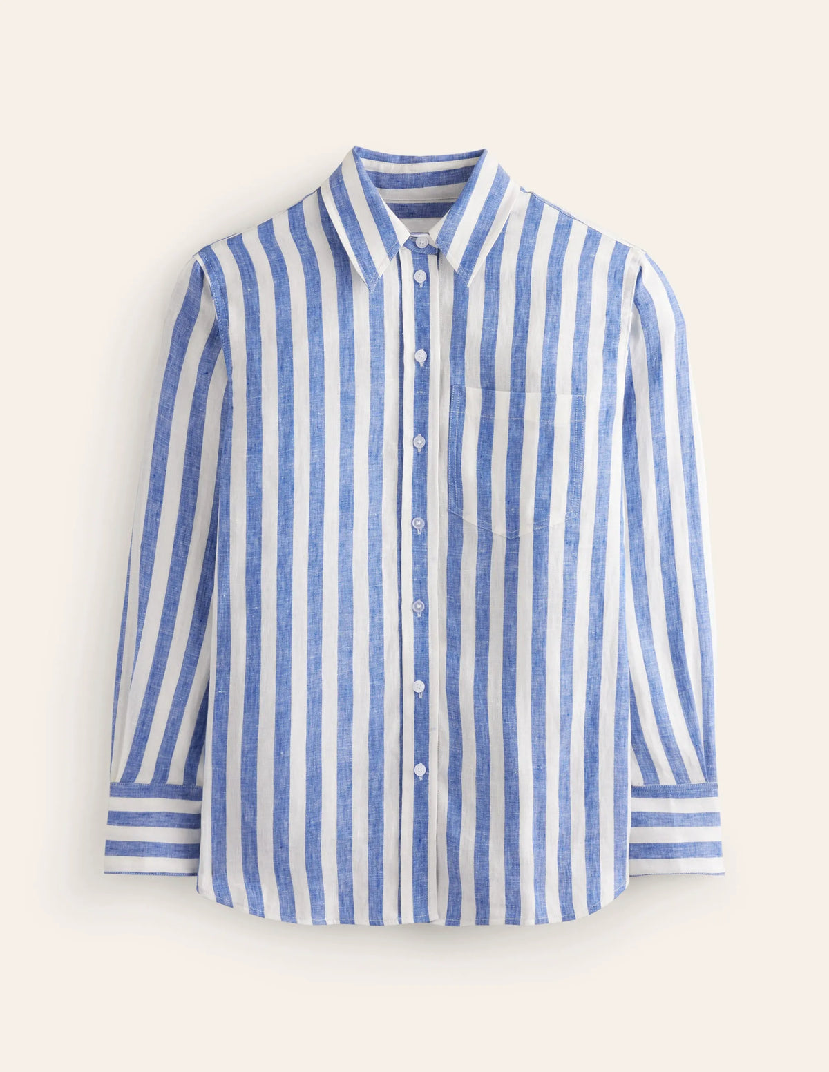Connie Relaxed Linen Shirt-Cobalt Stripe