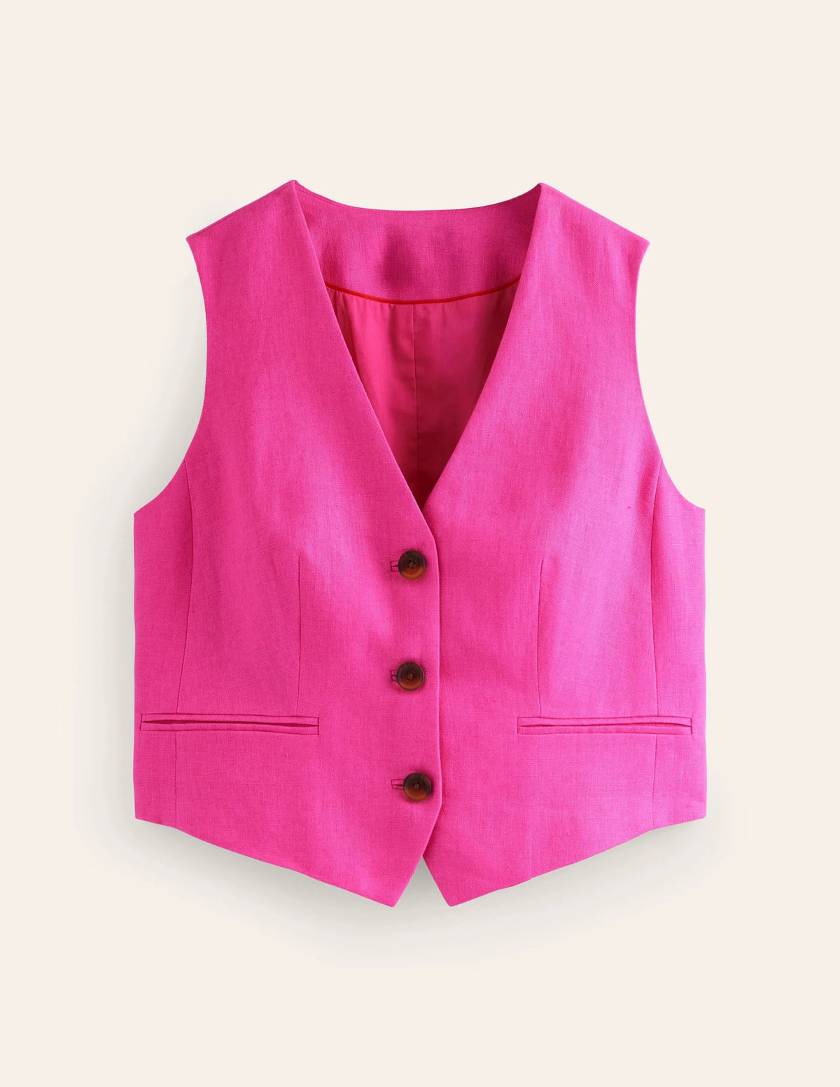 Linen V-Neck Waistcoat-Pop Pansy