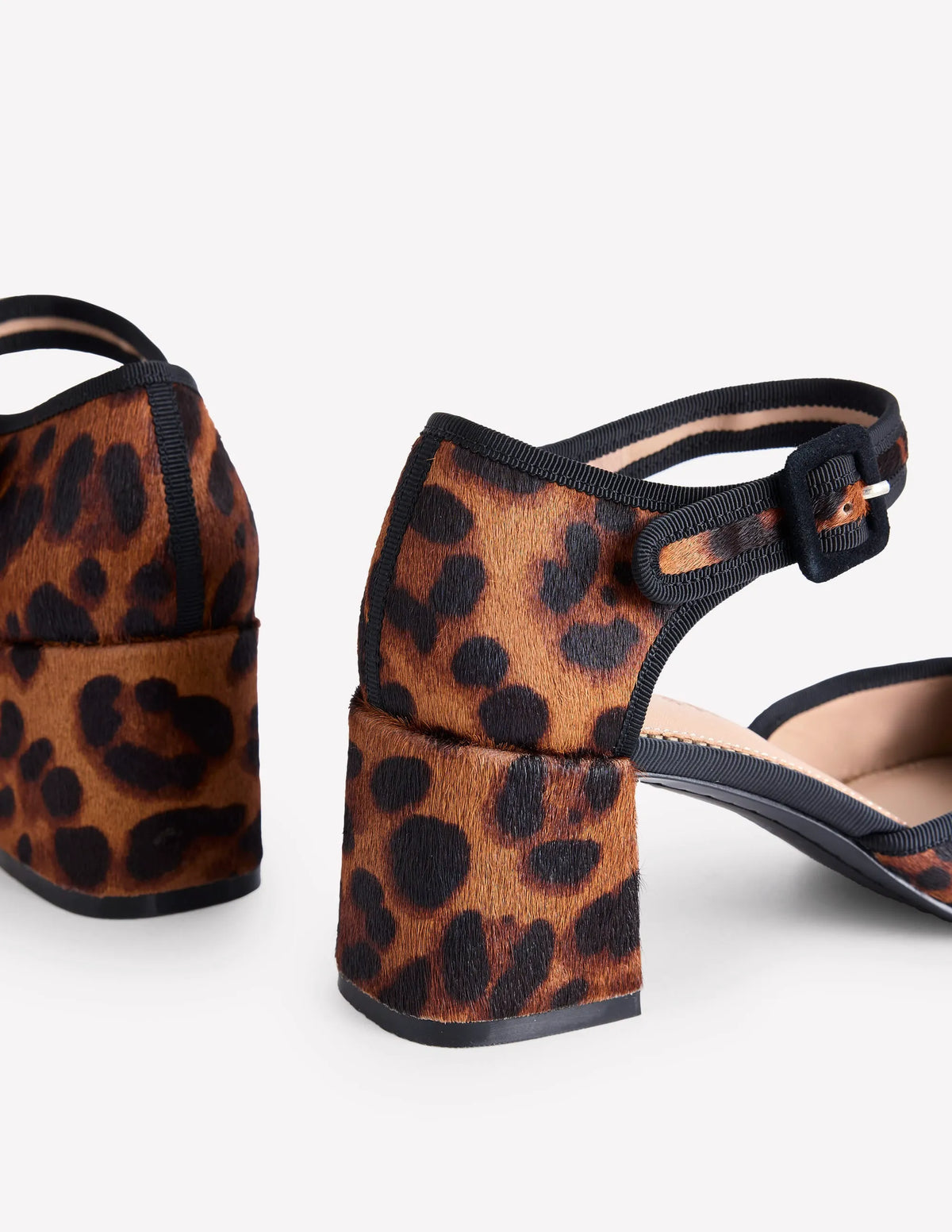 Two Part Block Heel Pumps-Dark Classic Leopard
