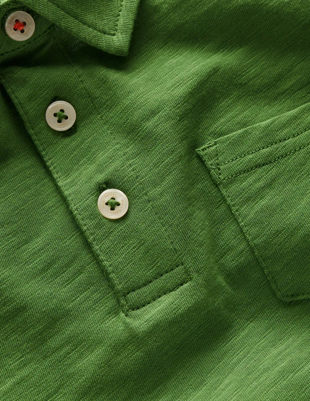 Slub Polo Shirt-Broccoli Green