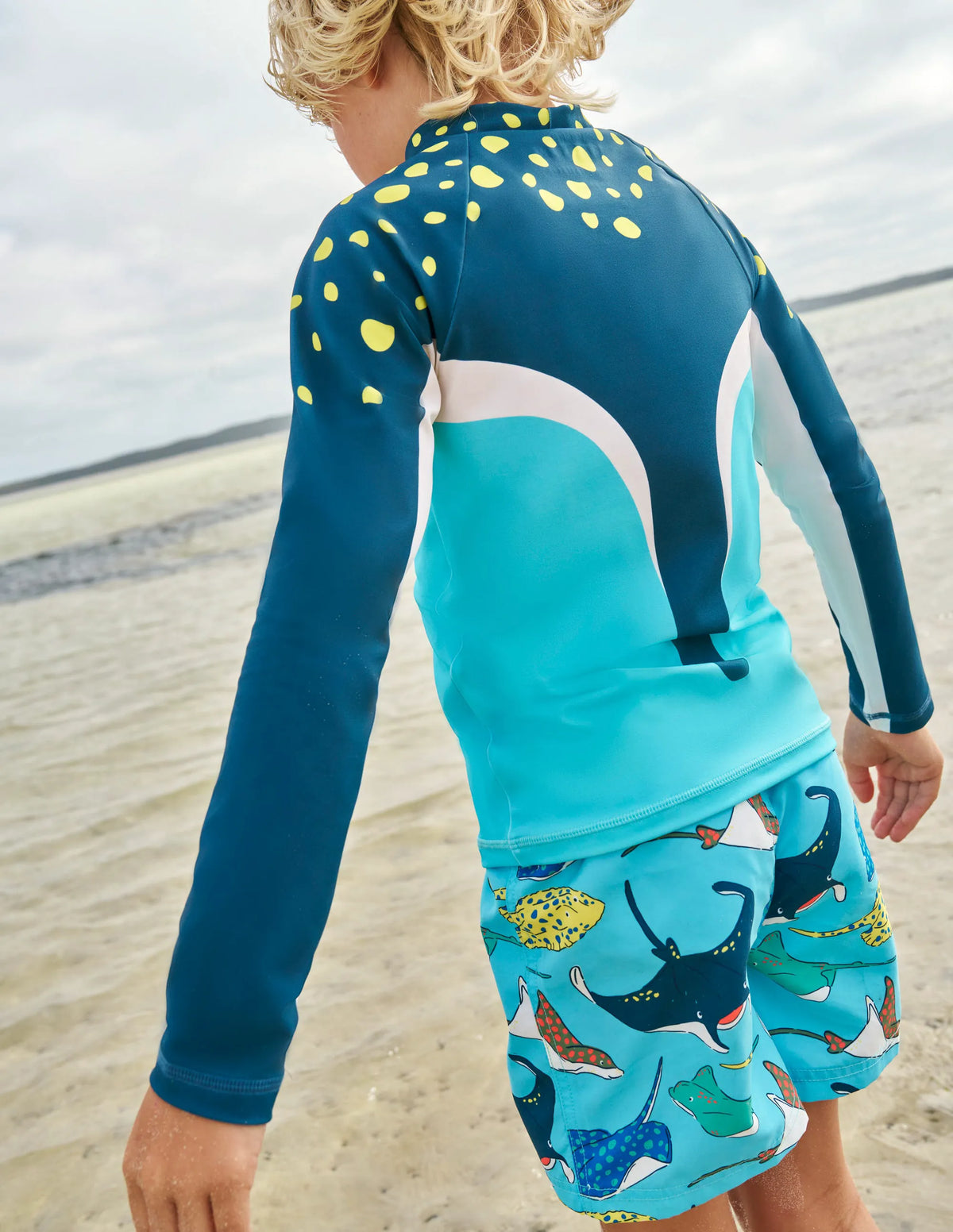 Logo Rash Vest-Caribbean Blue Stingray