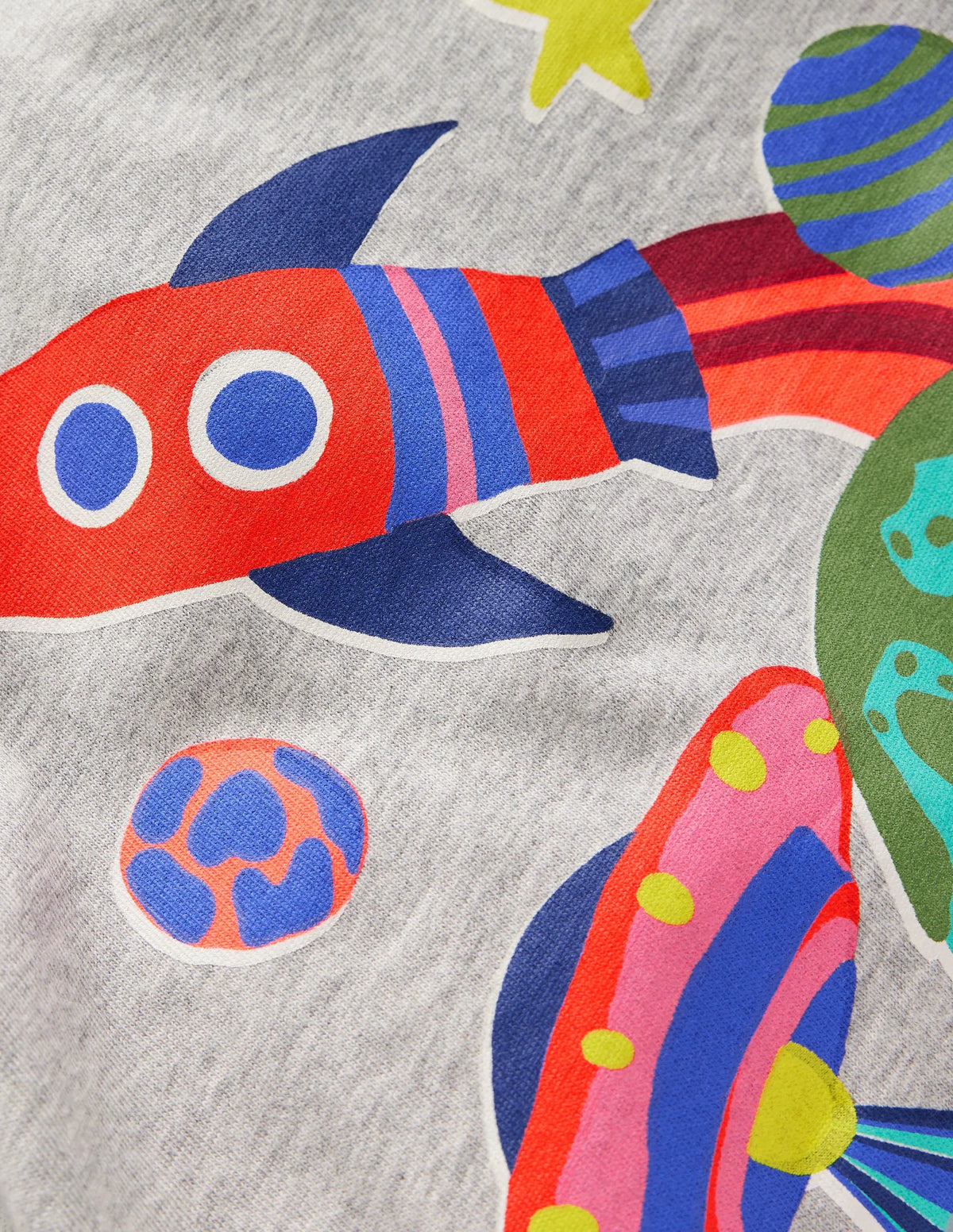 Long Sleeve Printed T-shirt-Grey Marl Space