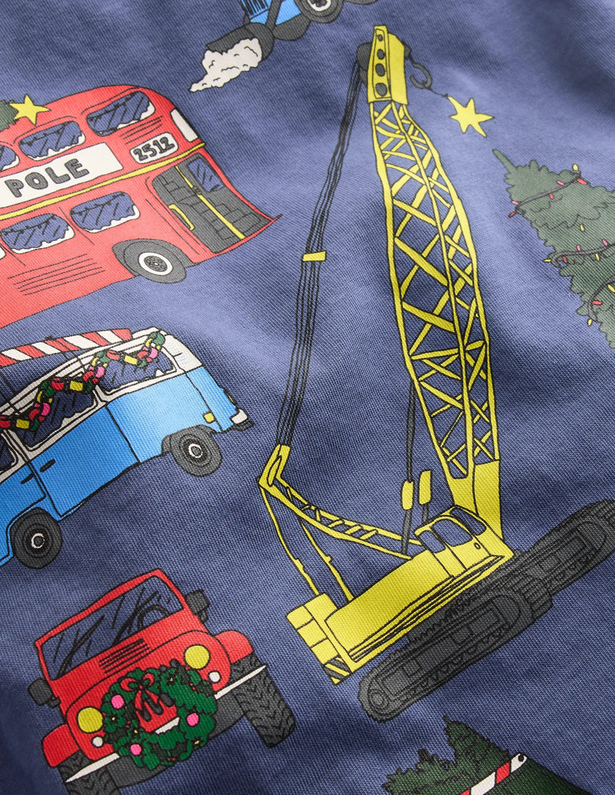 Long Sleeve Printed T-shirt-Christmas Vehicles
