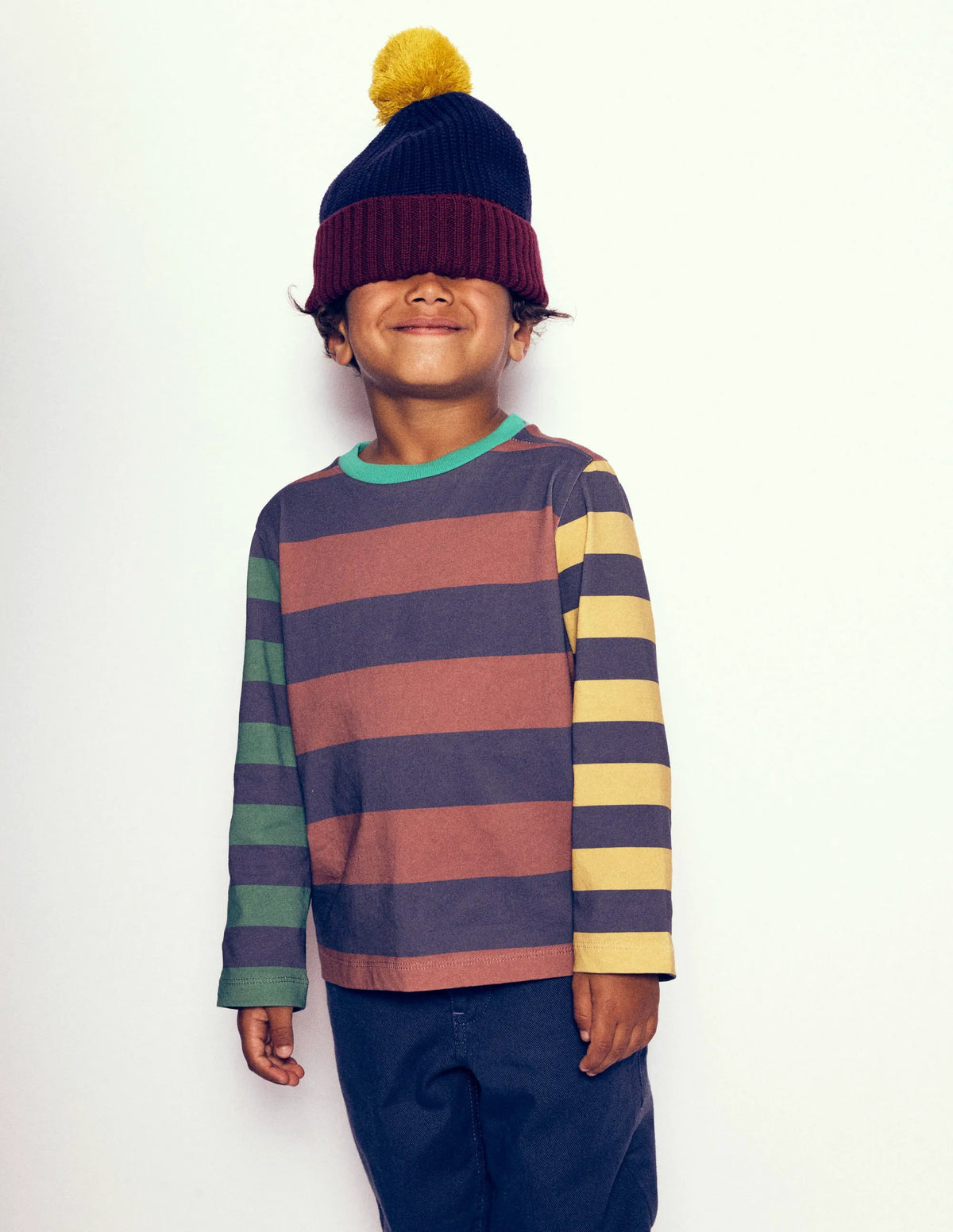Long Sleeve Hotchpotch T-shirt-Navy Multi
