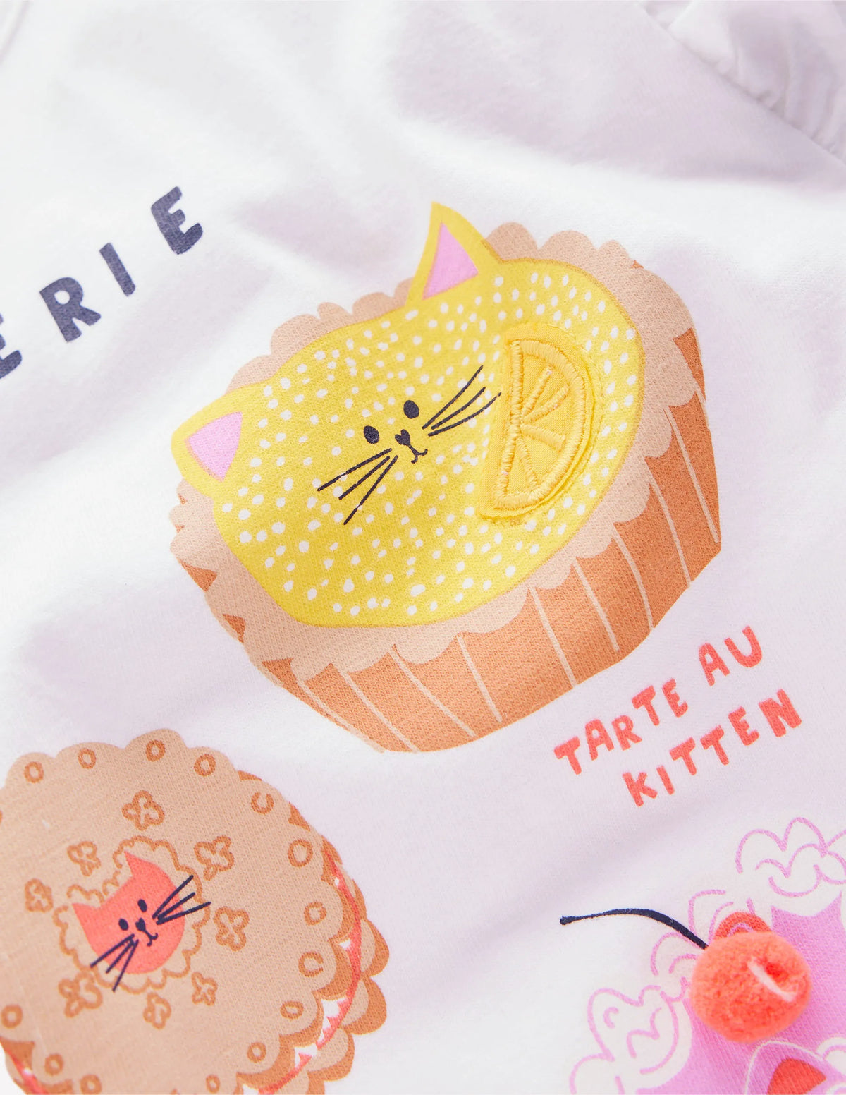 Long Sleeve Frill Logo Top-Ivory Catisserie