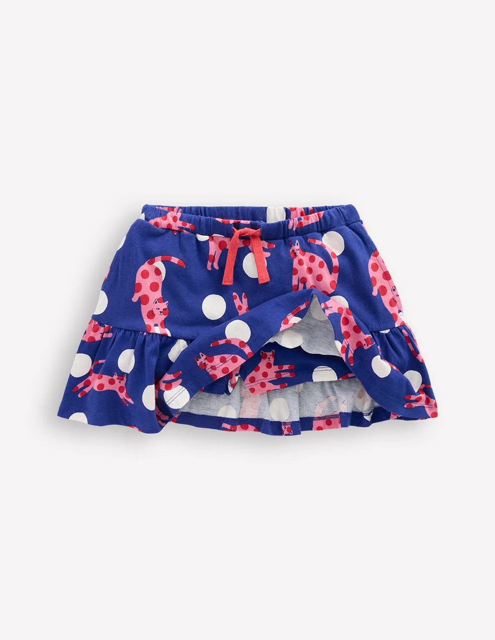 Tiered Jersey Skort-Bright Blue Spotty Cats