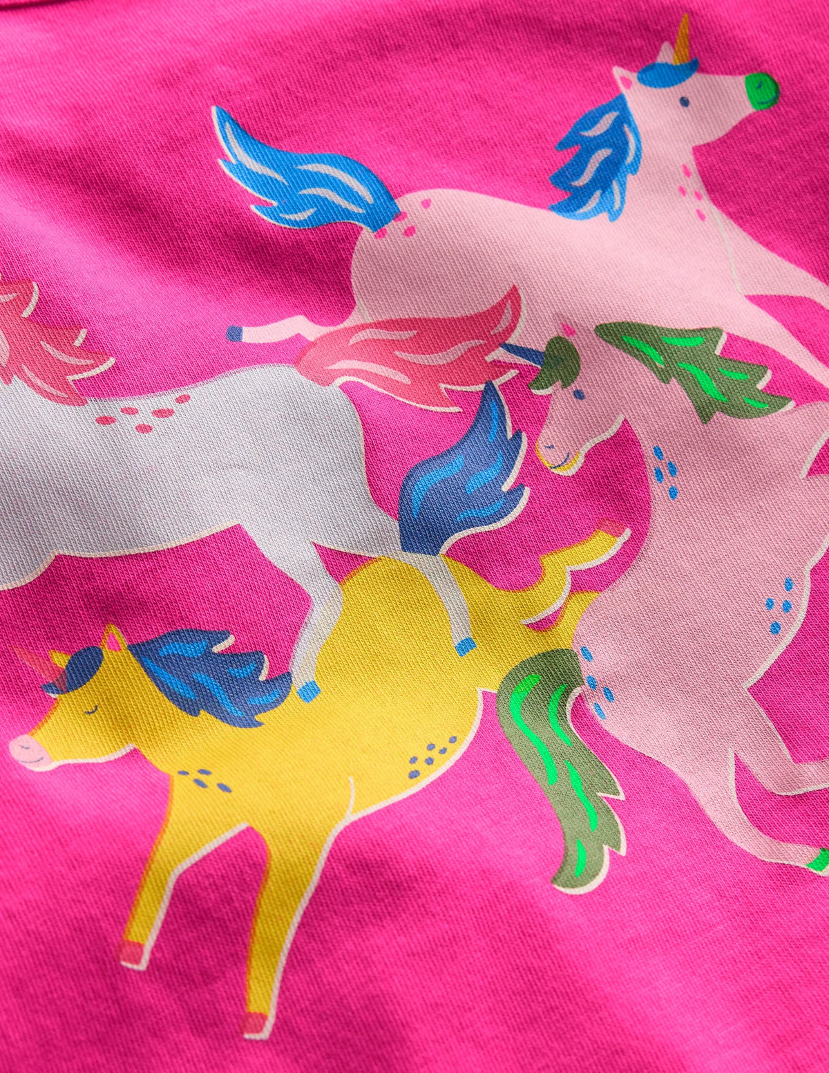 Long Sleeve Riso T-Shirt-Raspberry Pink Unicorns