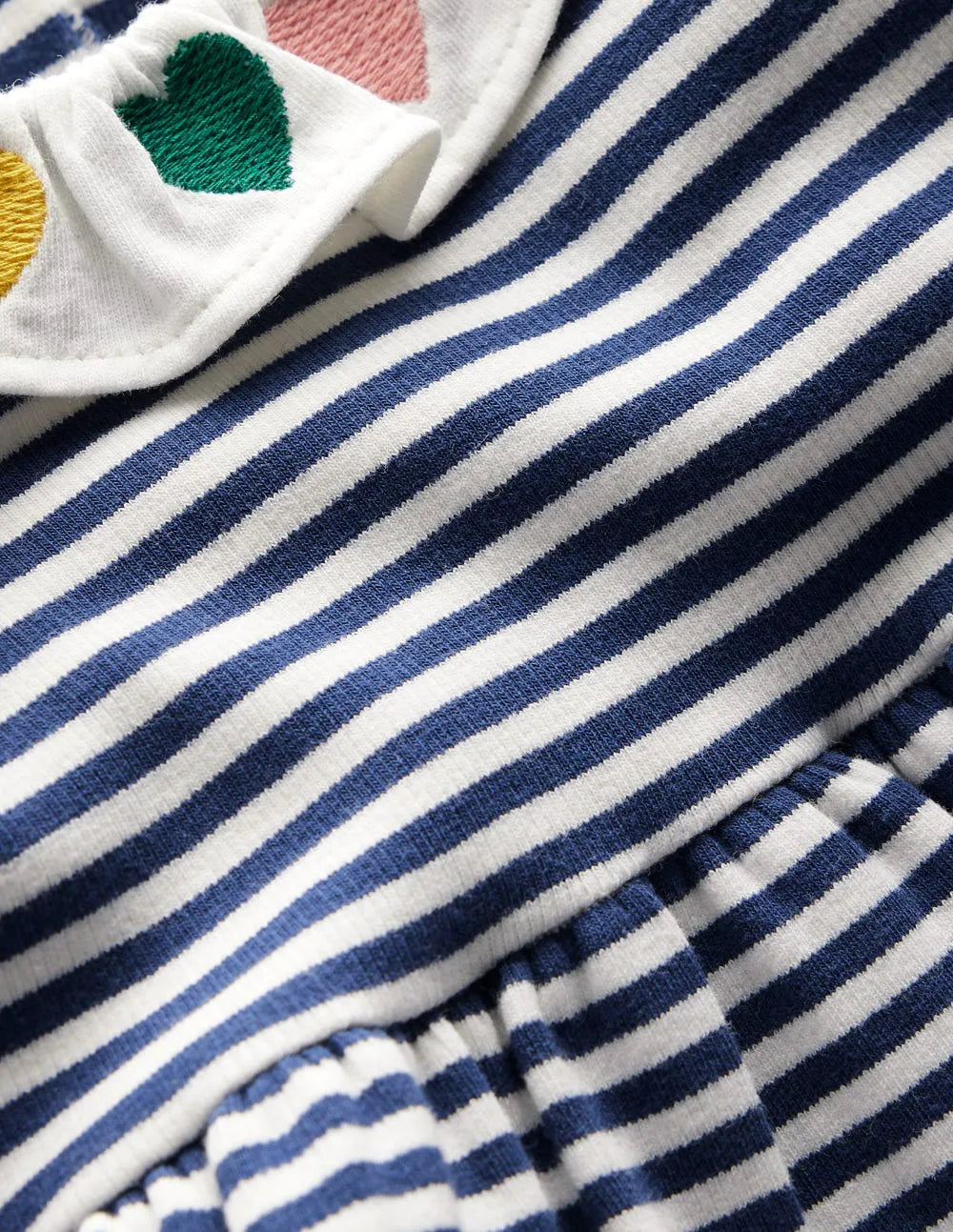 Embroidered Jersey Dress-Starboard Blue Ivory Stripe