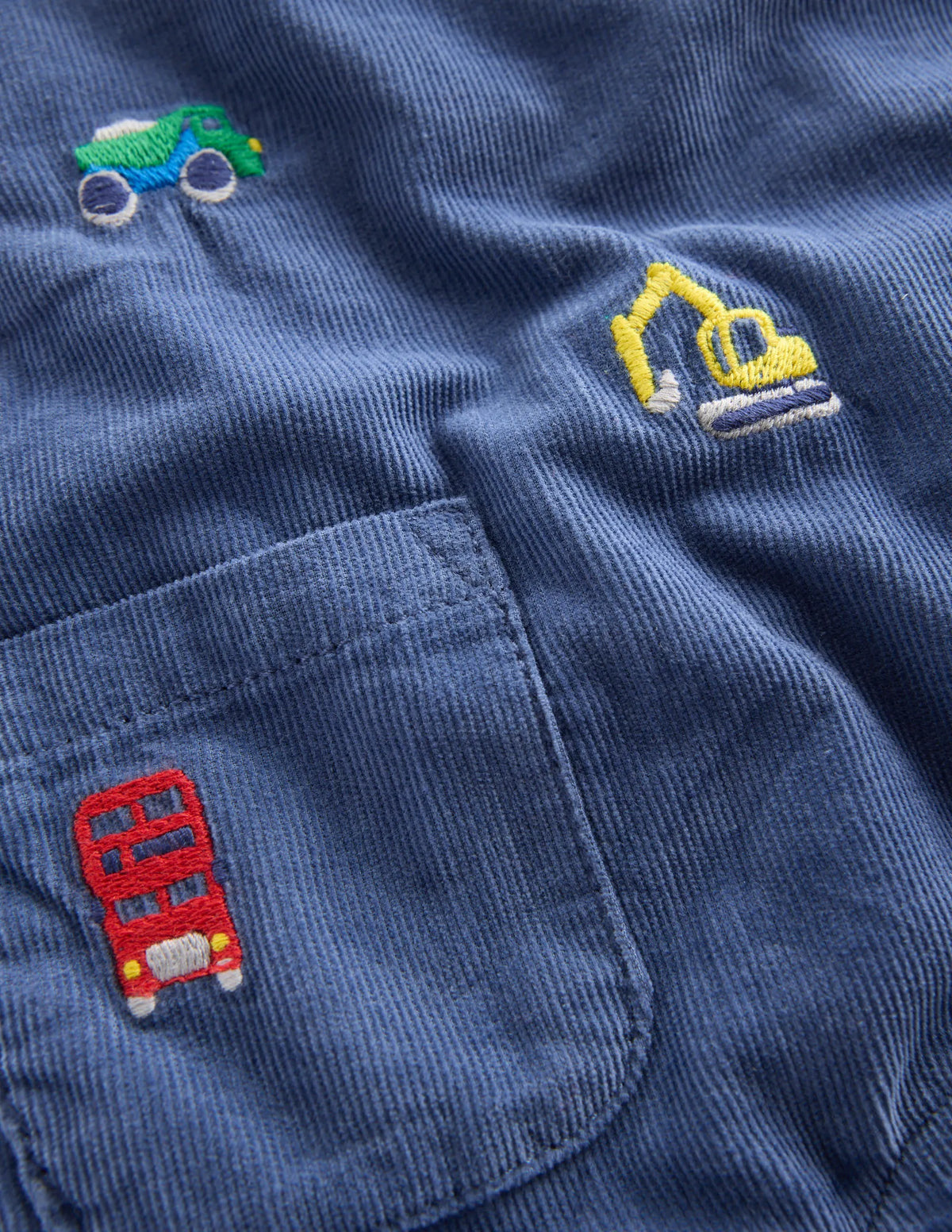 Novelty Cord Overalls Set-Blue Transport