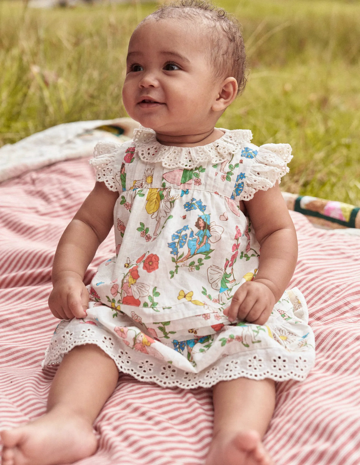 Broderie Ruffle Dress-Coconut Milk Fairies