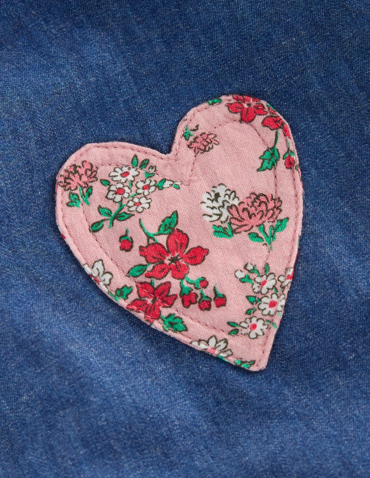 Chambray Romper-Chambray Floral Hearts