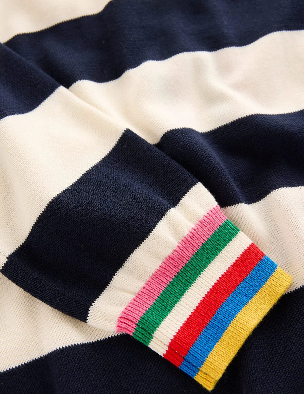 Lara Relaxed Cotton Jumper-Navy, Ivory Stripe