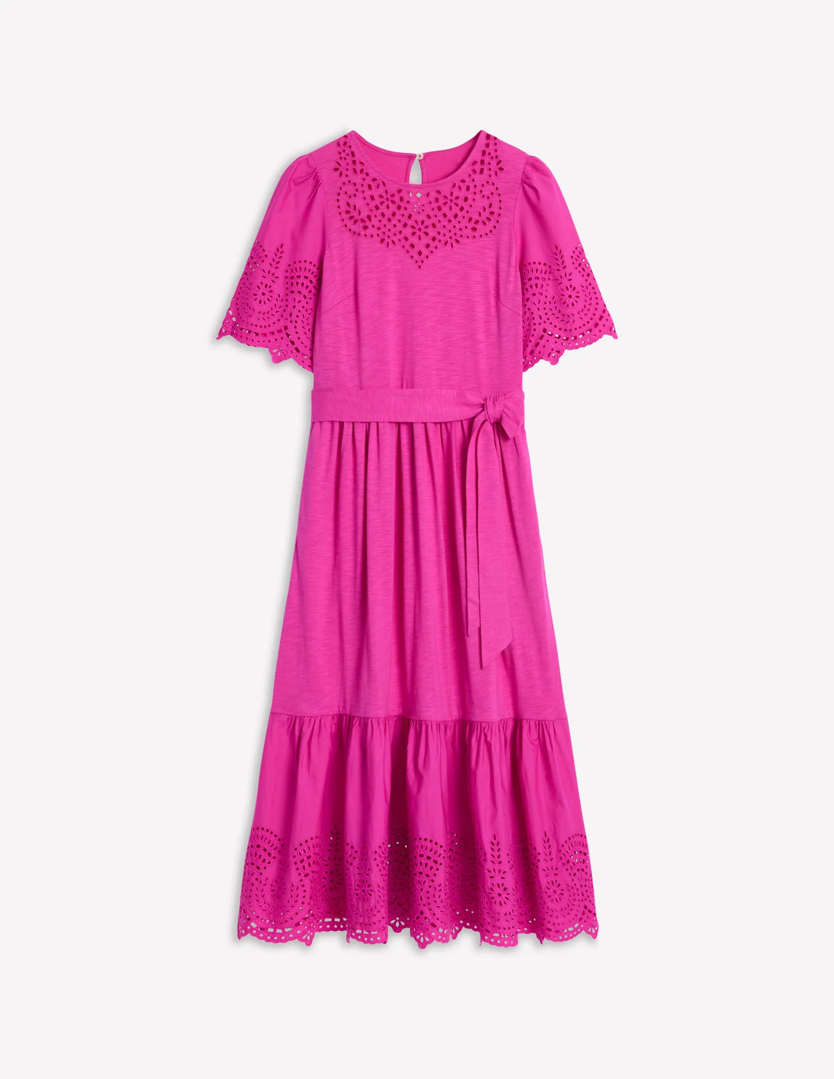 Isabel Broderie Mix maxi Dress-Cosmos Pink