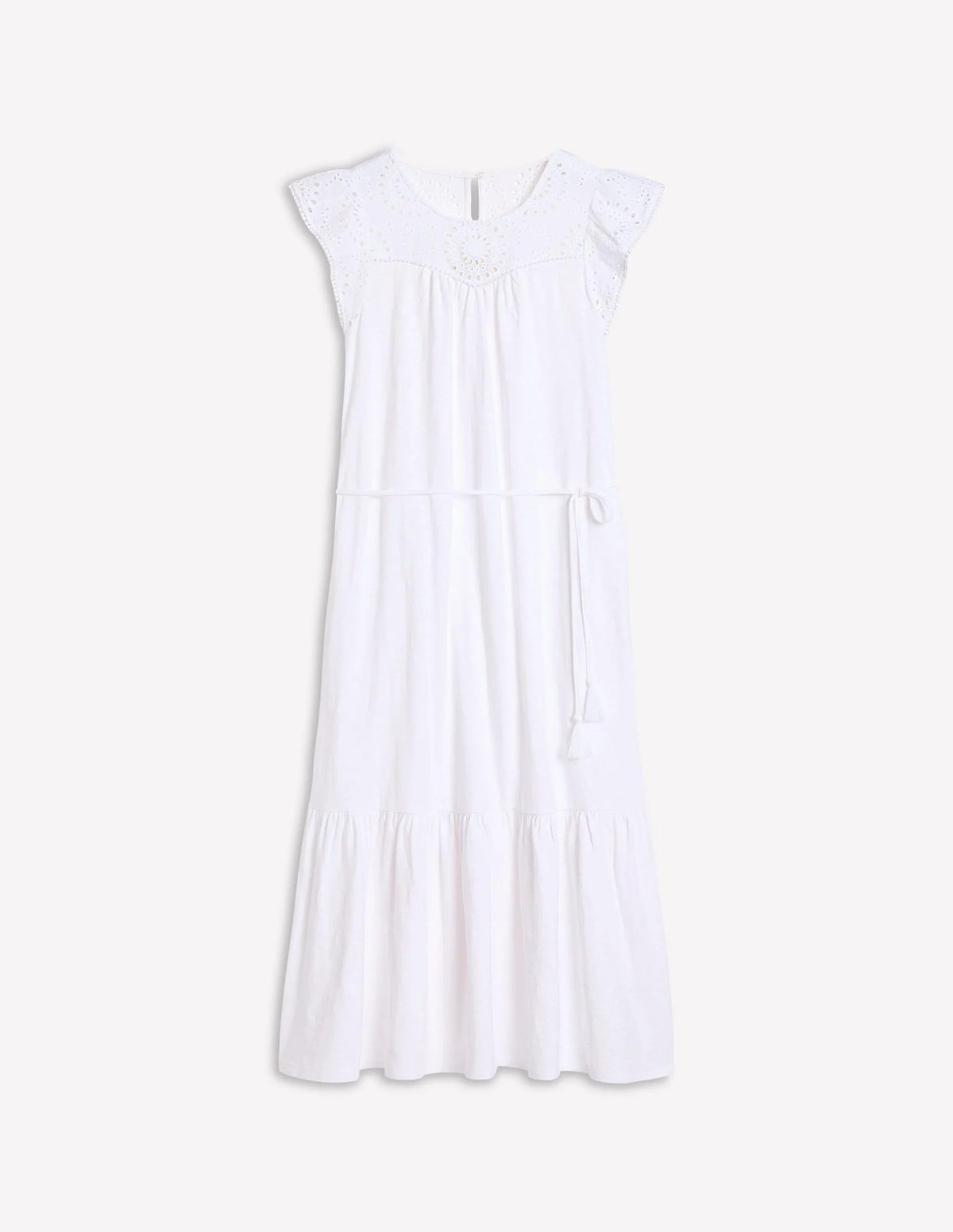 Juliet Broderie Midi Dress-White