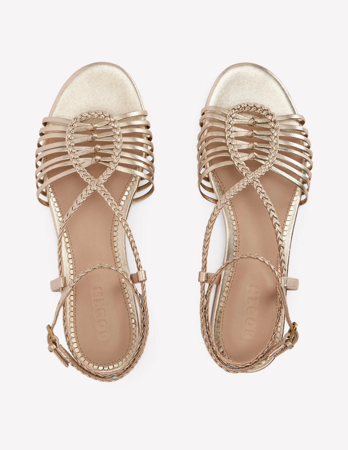 Multi Strap Flat Sandal-Gold