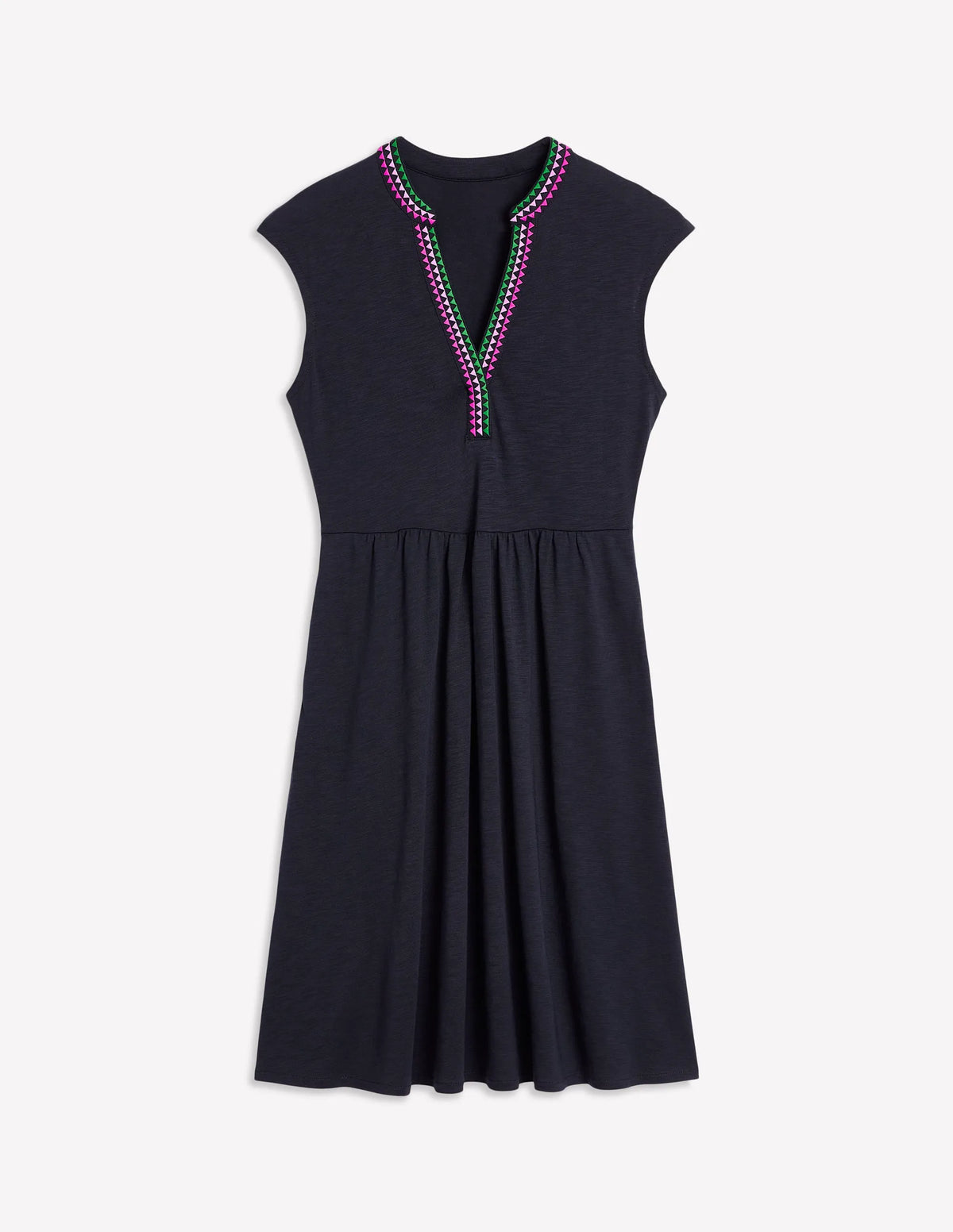 Chloe Embroidered Short Dress-Navy