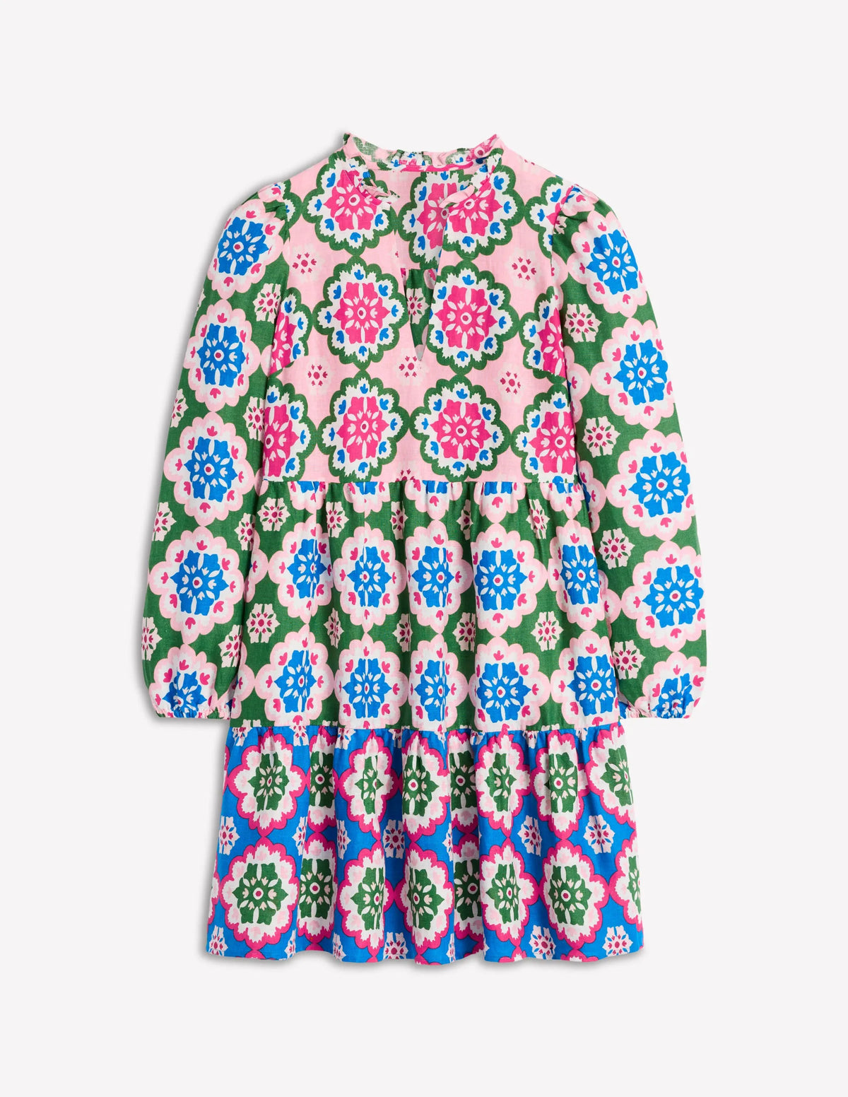 Esme Linen Mini Dress-Multi, Bloom Geo